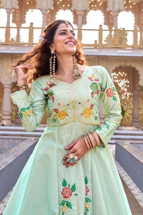 Ram 164 satin silk Green Affordable lehenga cholis in Kolkata